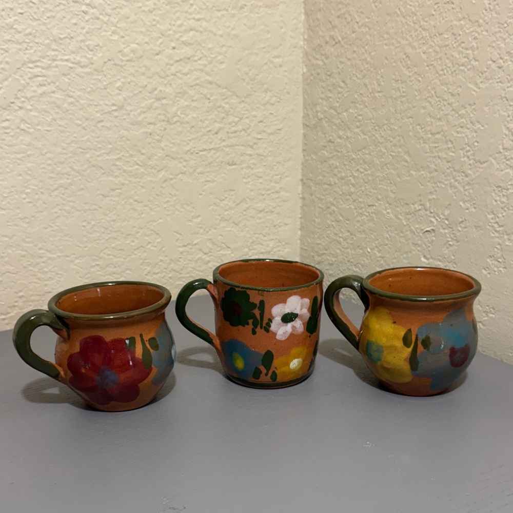 Hand Crafted Multicolor Floral Ceramic Coffee Mugs